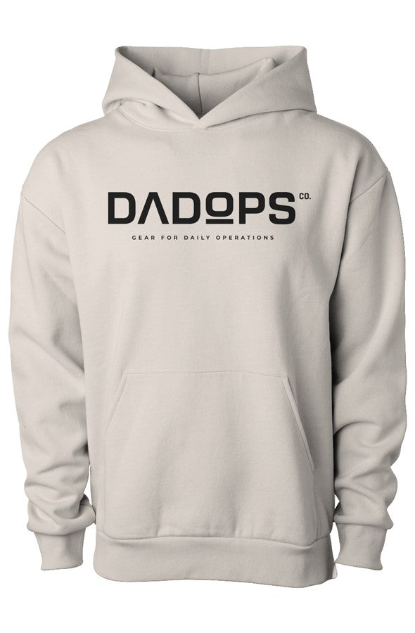 Gray hoodie with 'DADOPS' logo on a white background