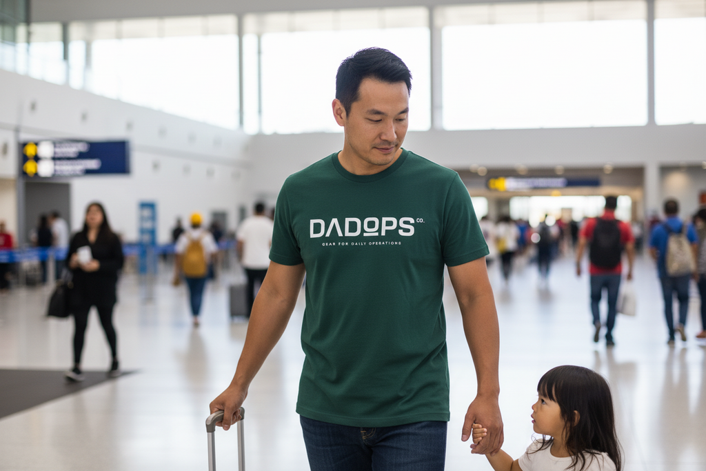 Asian American dad airport